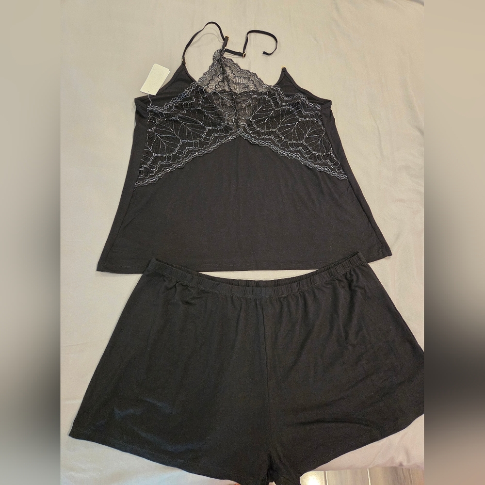 Flora Nikrooz Black Lace Sleepwear Set